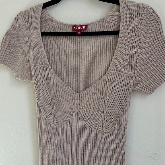 STAUD KNIT NEUTRAL DRESS IN SIZE XS - Picture 2 of 6